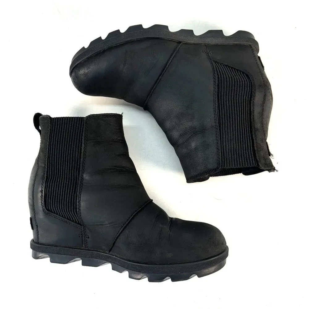 SOREL Womens Joan Of Artic ii Chelsea Hidden Wedge Black Ankle Boots Size 8